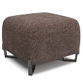 Contemporary Brown Textured Upholstered Stool With Black Metal Geometric Support Legs
