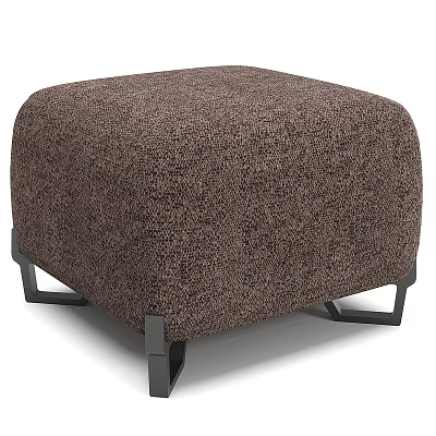 Contemporary Brown Textured Upholstered Stool With Black Metal Geometric Support Legs 3d model