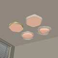 Modern Ceiling Lights With Hexagonal Round Shapes And Woven Borders In Room Interior 3d model