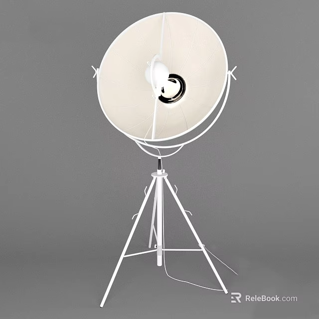 Modern White Floor Lamp With Tripod Stand And Round Shade Design 3d model 