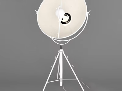 Modern White Floor Lamp With Tripod Stand And Round Shade Design 3d model