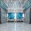 Science and technology exhibition hall LED splicing large screen development history wall interactive touch screen 3d model