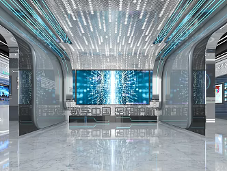 Science and technology exhibition hall LED splicing large screen development history wall interactive touch screen 3d model