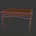Solid Red Wood Rectangular Dining Table With Smooth Surface And Sturdy Legs