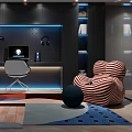Modern Room With Drums Striped Chair And Art Decor