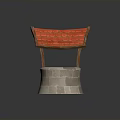 Stone Well Structure With Red Tiled Roof And Circular Stone Pavement