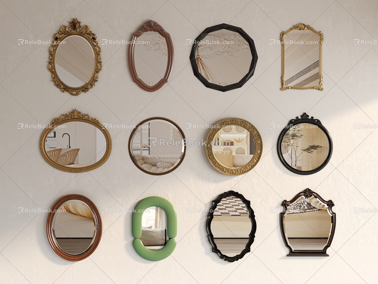 Mirror Decorative Mirror French Mirror Bathroom Mirror 3d model