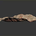 3D Terrain Landscape Model With Orange Beige Rolling Mountain Texture And Structure 3d model