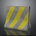 Gray Concrete Traffic Barrier With Yellow Diagonal Stripes For Road Safety