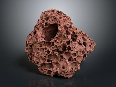 Natural Red Porous Stone with Unique Surface Holes and Textured Structure 3d model
