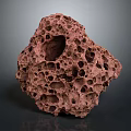 Natural Red Porous Stone with Unique Surface Holes and Textured Structure