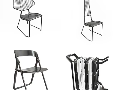 Modern Folding Leisure Chairs With Mesh Structure And Storage Function Various Styles 3d model
