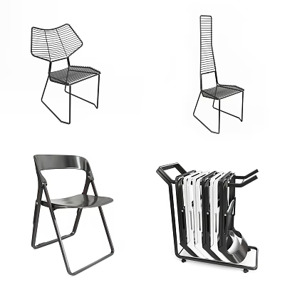Modern Folding Leisure Chairs With Mesh Structure And Storage Function Various Styles 3d model