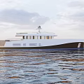 Modern Luxury Yacht With Open Deck Sailing On Calm Ocean Waters