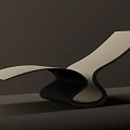 Modern Lounge Chair With Curved White Seat And Dark Supportive Frame