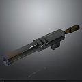 Silver Metal Weapon Barrel With Shiny Surface And Gold Tip Design 3d model