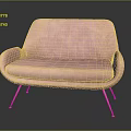 Pink Modern Sofa With Soft Velvet Upholstery And Rose Gold Metal Legs