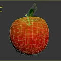 Fresh Juicy Red Apple With Green Leaf And Brown Stem