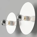 Pair Of Modern Wall Lamps With Round White Backplate And Glass Globe Design