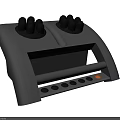 Gray Kitchen Appliance with Dual Black Knobs and Front Buttons Featuring Orange Indicator Light