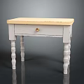 Rustic White Console Table with Light Wood Top Single Drawer and Turned Legs Design