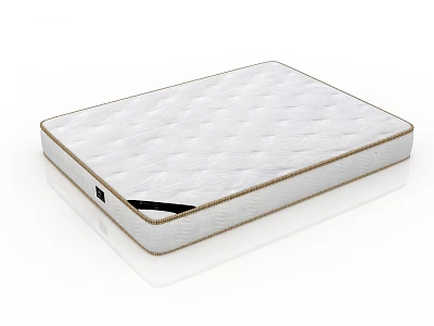 White Mattress With Textured Surface And Brown Border For Comfortable Sleep 3d model