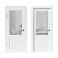 White Interior Swing Door With Glass Panel And Diamond Pattern Design 3d model