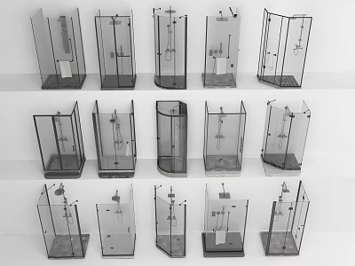 Modern Shower Sauna Various Designs With Glass Enclosures And Different Shapes 3d model