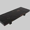 Modern Dining Table With Patchwork Textured Surface And Black Metal Legs