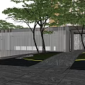 Garden Landscape Design With High Rise Residential Buildings Trees And Stone Pavement