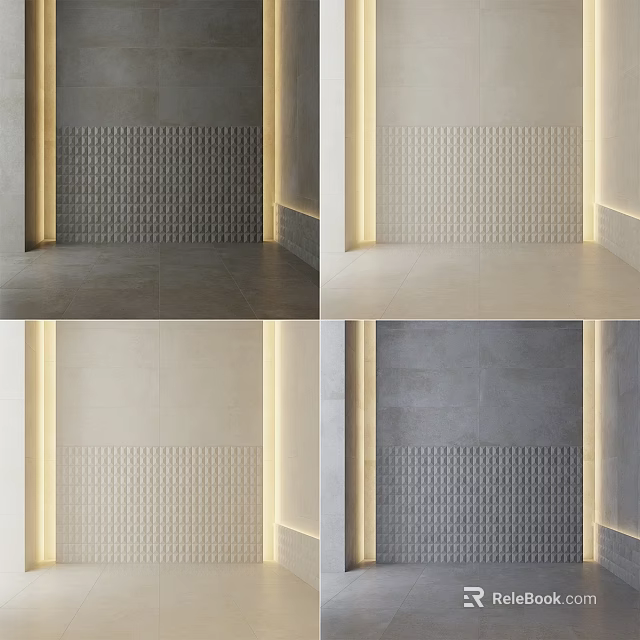 Textured Wall Components In Various Colors For Modern Interior Lighting 3d model 