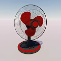 Black And Red Air Cooler Fan With Stand Design Grid Blades And Control Base