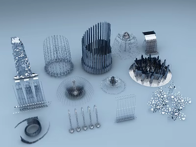 Modern Artistic Metal Garden Ornaments With Intricate Designs And Decorative Shapes 3d model