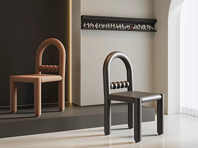 Modern Brown and Black Leisure Chairs with Curved Armrests Sleek Minimalist Home Interior 3d model