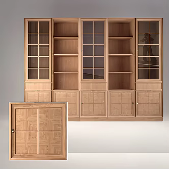 Modern Solid Wood Bookcase 3d model