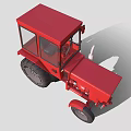 Red Agricultural Tractor With Enclosed Cab And Large Wheels For Farming Use