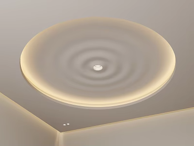 Modern Round Ceiling Design With Circular Pattern And LED Strip Lighting 3d model