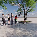 Women Standing Together Outdoor Near Tree With Open Space And Clear Sky