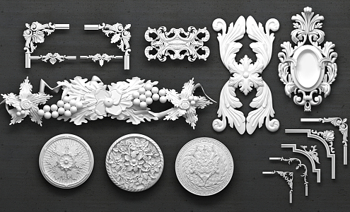 European-style carved lace plaster pattern decorative lace 3d model