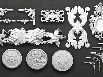 European-style carved lace plaster pattern decorative lace 3d model