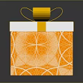 Decorative Gift Box With Orange Slice Pattern White Top And Yellow Ribbon Bow