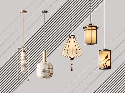 Modern And Traditional Design Pendant Chandeliers With Various Decorative Shapes And Styles 3d model