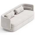 Modern Light Beige Double Sofa With Soft Velvet Fabric And Comfortable Cushions