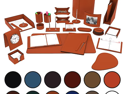Stylish Leather Wall Decor With Folder Clock Photo Frame And Various Colors 3d model