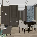 Elegant Hotel Mahjong Room Interior Design With Mahjong Table Comfortable Chairs And Decorative Art