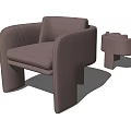 Modern Leather Single Sofa Interior With Sleek Design Curved Armrests And Unique Legs 3d model