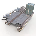 Industrial Platform Structure With Wooden Deck Stairs Containers And Railings