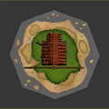Cartoon Style Miniature Windmill With Wooden Structure Red Roof And Green Grass Base