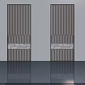 Modern Hinged Doors With Vertical Stripes And Decorative Geometric Panels 3d model