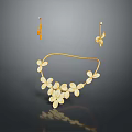 Elegant Gold Flower Design Jewelry Set With Necklace And Earrings
